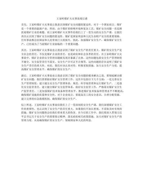 王家岭煤矿火灾事故观后感