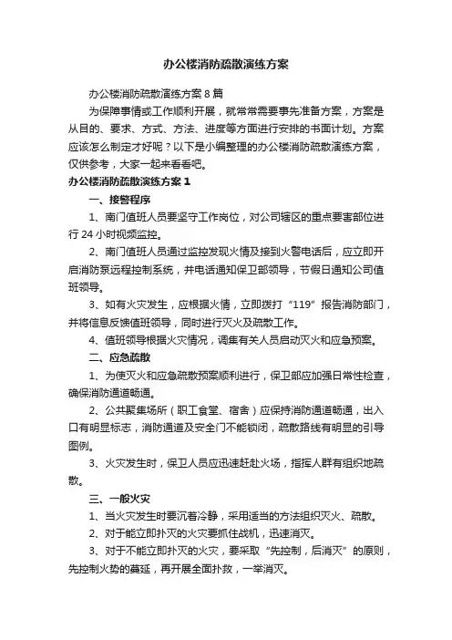 办公楼消防疏散演练方案
