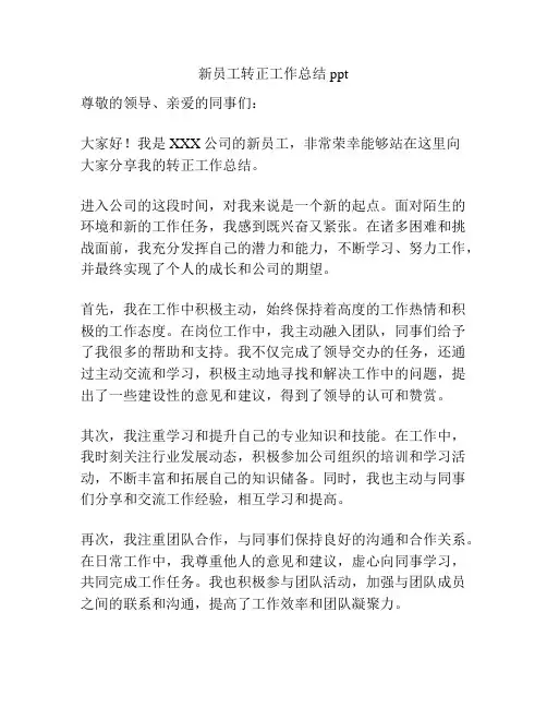 新员工转正工作总结ppt
