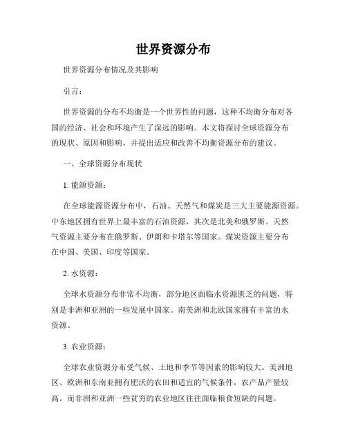 世界资源分布
