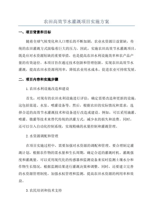 农田高效节水灌溉项目实施方案