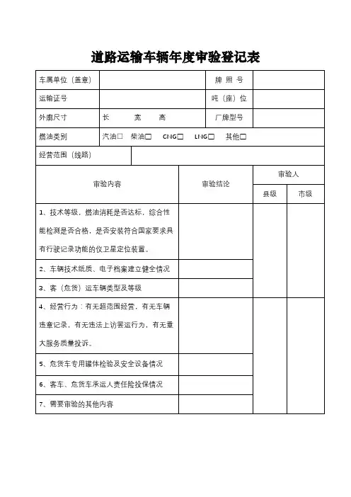 道路运输车辆年度审验登记表【模板】