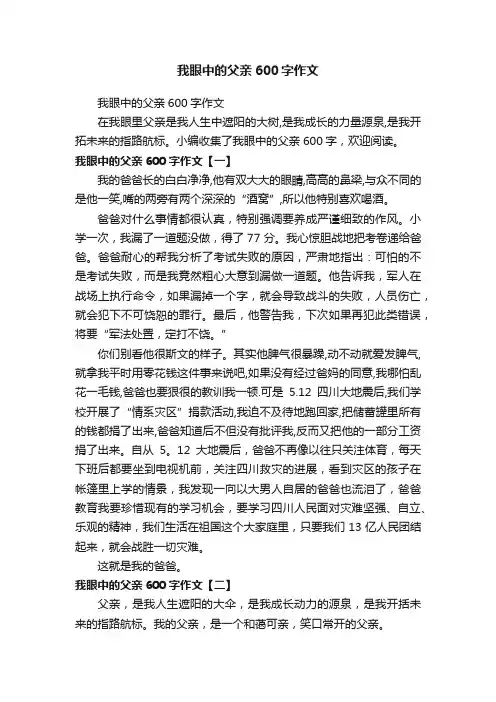 我眼中的父亲600字作文