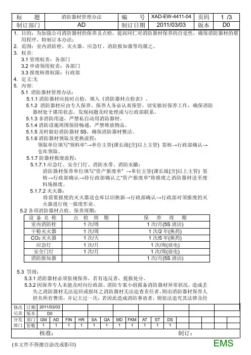 消防器材管理办法