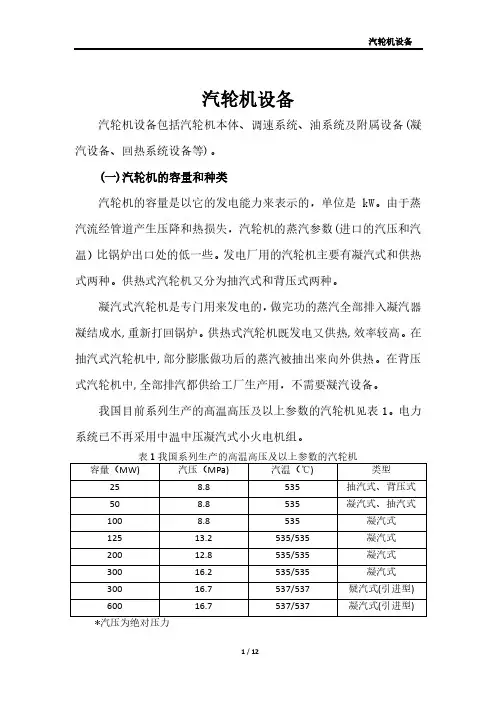 汽轮机设备