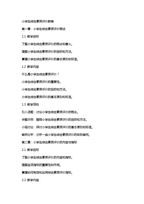 小学生综合素质评价教案