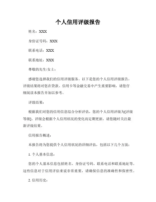 个人信用评级报告