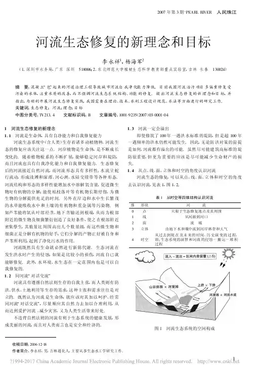 河流生态修复的新理念和目标_李永祥