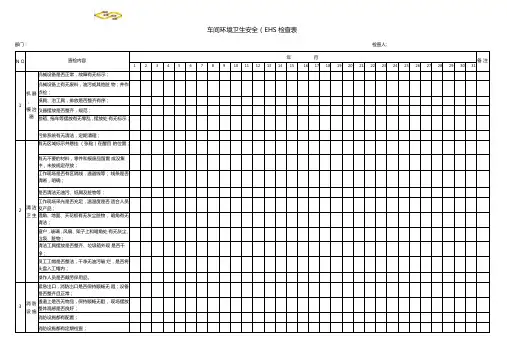 环境卫生安全检查表车间