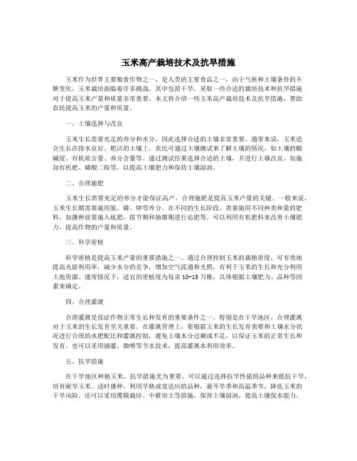 玉米高产栽培技术及抗旱措施