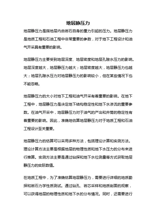 地层静压力