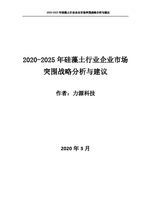 2020~2025年硅藻土行业企业市场突围战略分析与建议