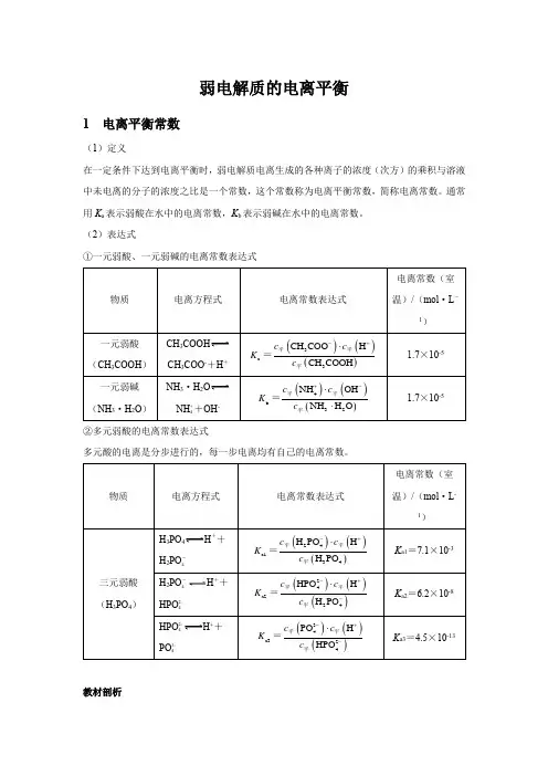 【知识解析】弱电解质的电离平衡