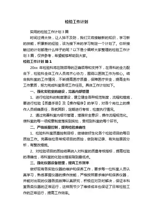 检验工作计划