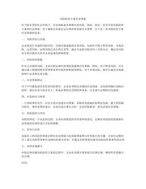 风险防控方案应急预案