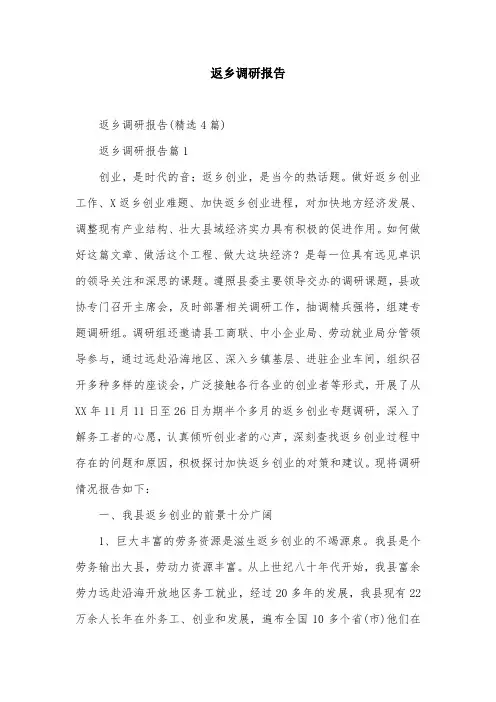 返乡调研报告