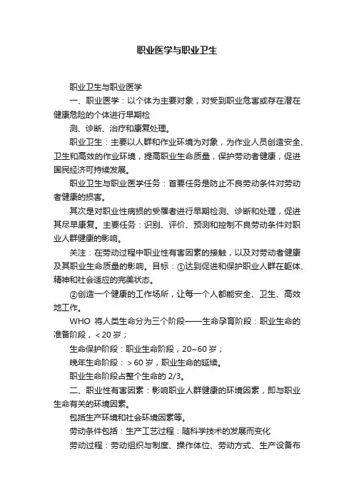 职业医学与职业卫生