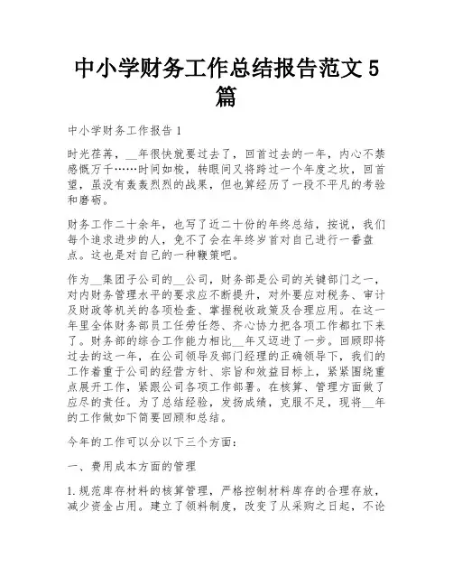 中小学财务工作总结报告范文5篇