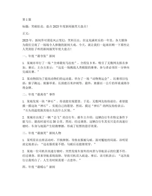 新闻搞笑年度总结稿范文(3篇)