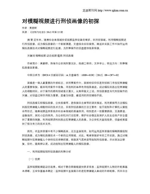 对模糊视频进行刑侦画像的初探