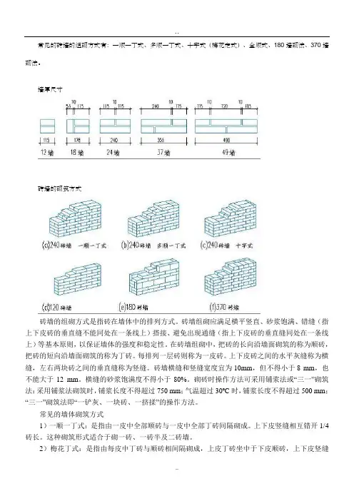 常见的砖墙的组砌方式有 ()