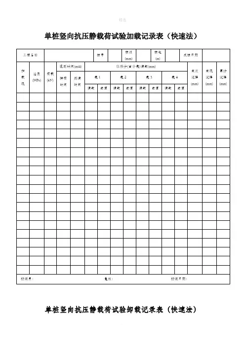 桩基静载实验检测记录表格