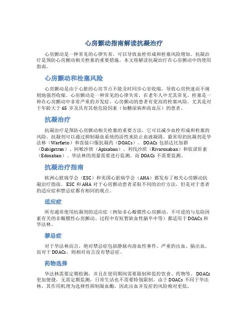 心房颤动指南解读抗凝治疗