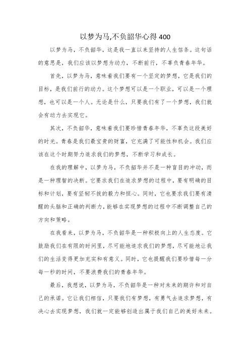 以梦为马,不负韶华心得400