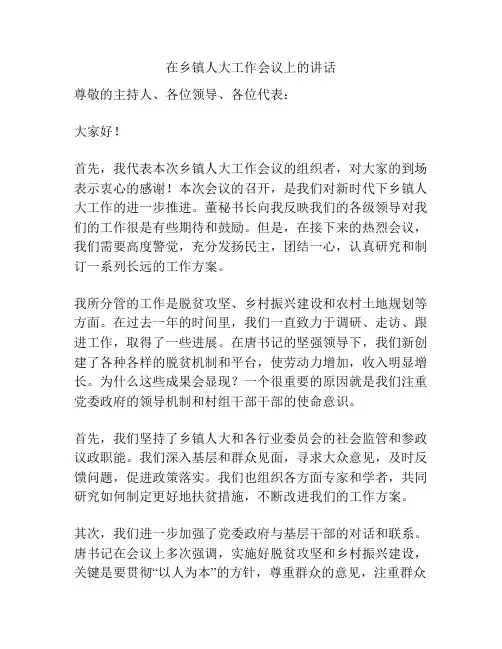 在乡镇人大工作会议上的讲话