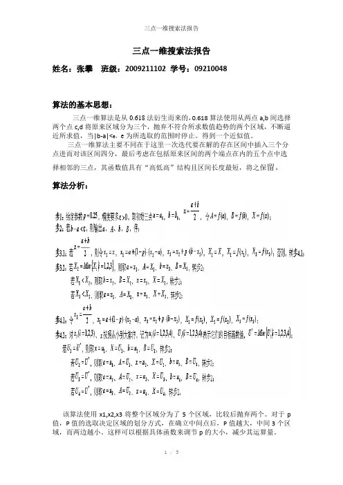 三点一维搜索法报告参考模板