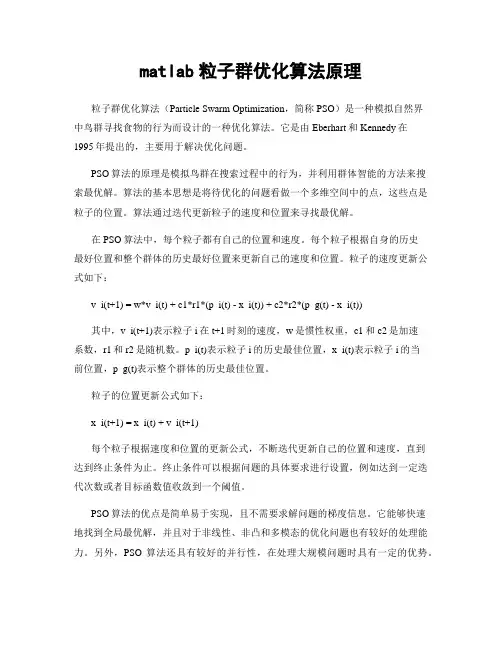 matlab粒子群优化算法原理