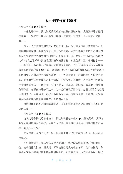 初中随笔作文500字