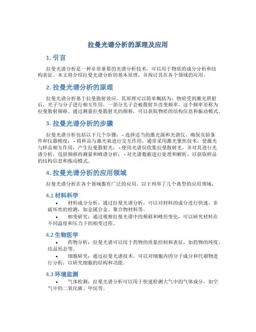 拉曼光谱分析的原理及应用