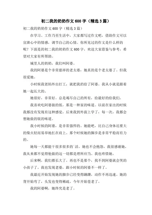 初二我的奶奶作文600字(3篇)