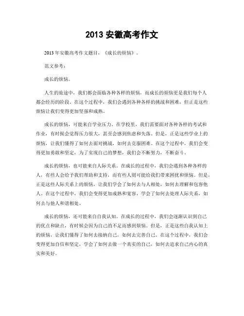 2013安徽高考作文