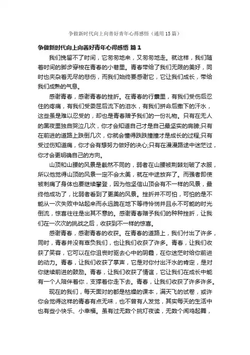 争做新时代向上向善好青年心得感悟（通用15篇）