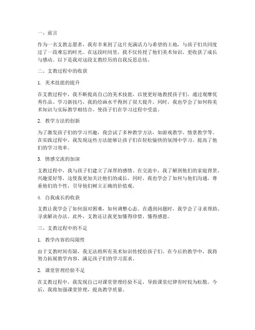 支教自我反思总结模板美术
