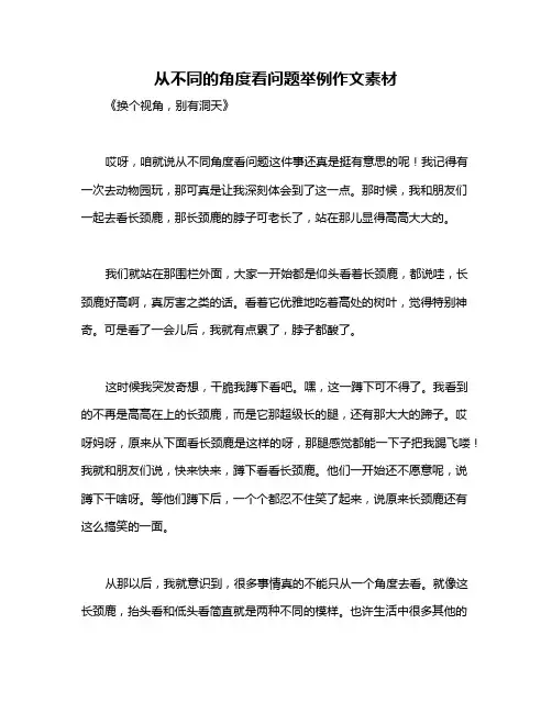 从不同的角度看问题举例作文素材