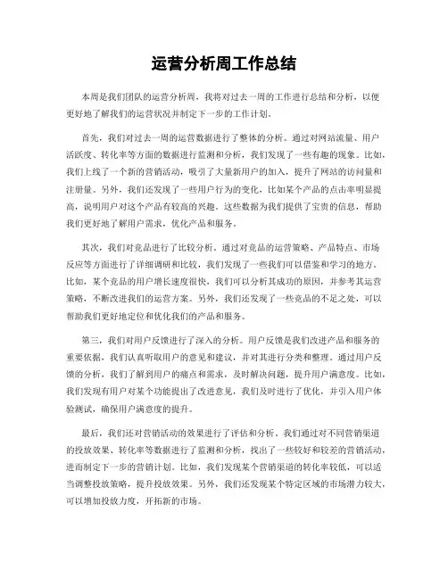 运营分析周工作总结