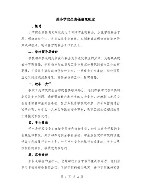 某小学安全责任追究制度
