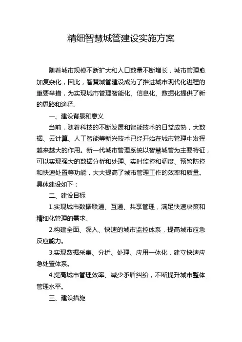 精细智慧城管建设实施方案