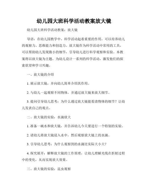 幼儿园大班科学活动教案放大镜