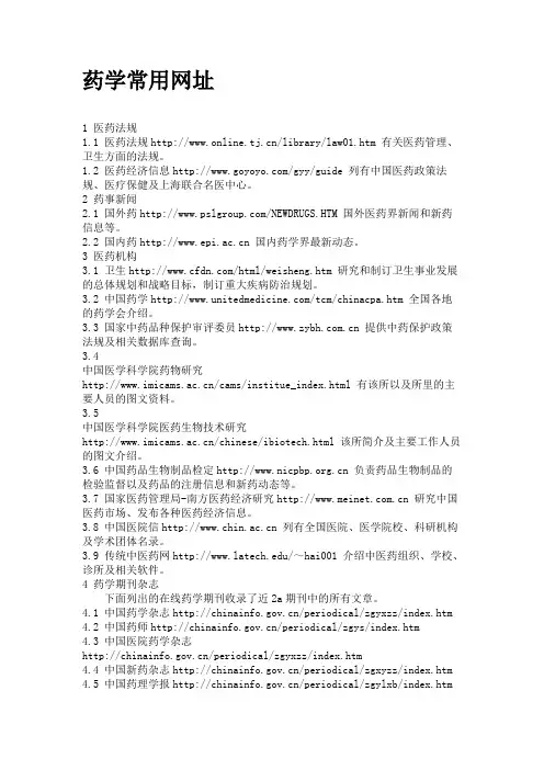 药学常用网址