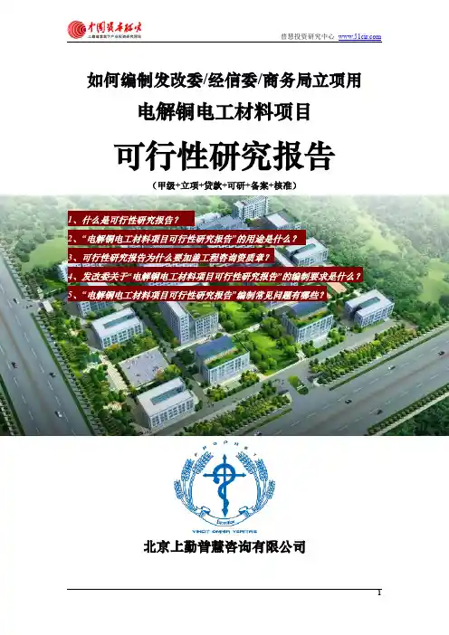 如何编制发改委立项用电解铜电工材料项目可行性研究报告(甲级-发改委-经信委-商务局-备案-核准)