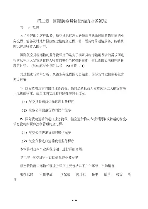 国际航空货物运输的业务流程