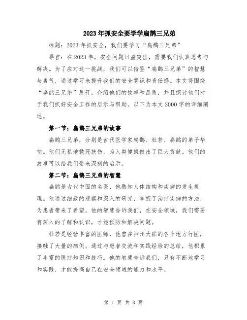 2023年抓安全要学学扁鹊三兄弟