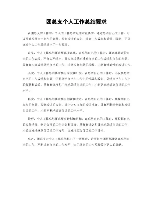 团总支个人工作总结要求