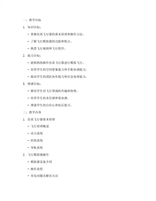 仿真飞行教学设计方案模板