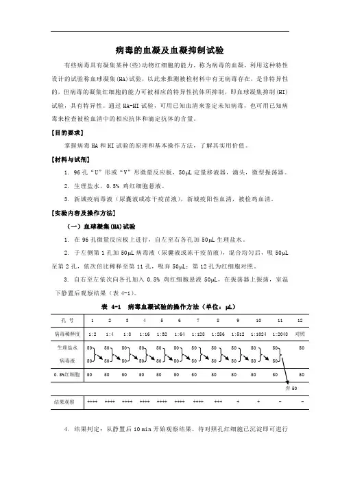 病毒的血凝及血凝抑制试验