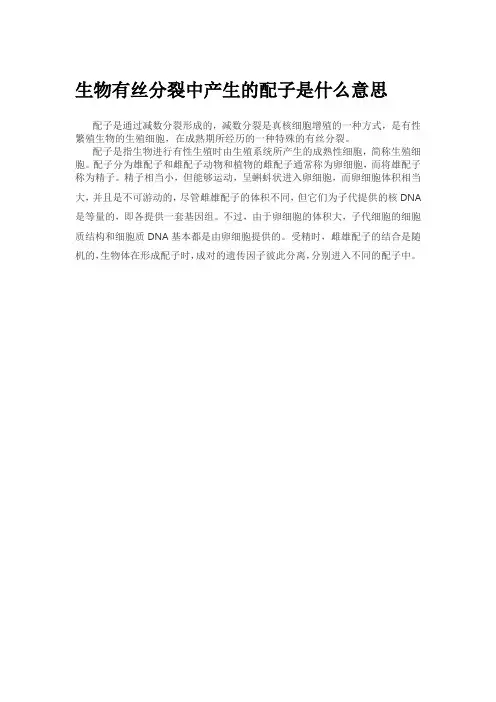 生物有丝分裂中产生的配子是什么意思